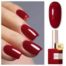 Double Rhythm front bottle showing dark red gel color and accurate shade