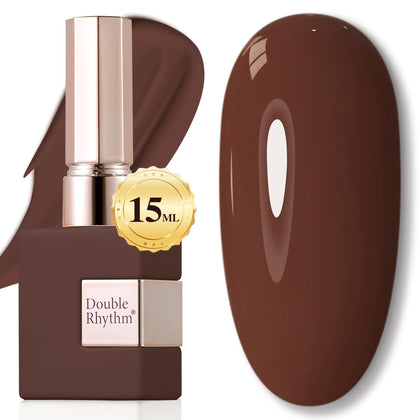 Double Rhythm front bottle showing deep brown color and label, clear application benefit