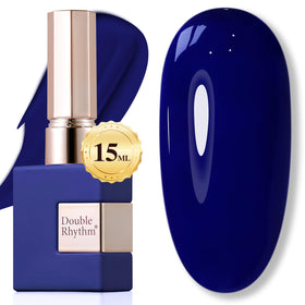 Double Rhythm deep navy front bottle showing rich color and glossy finish benefit