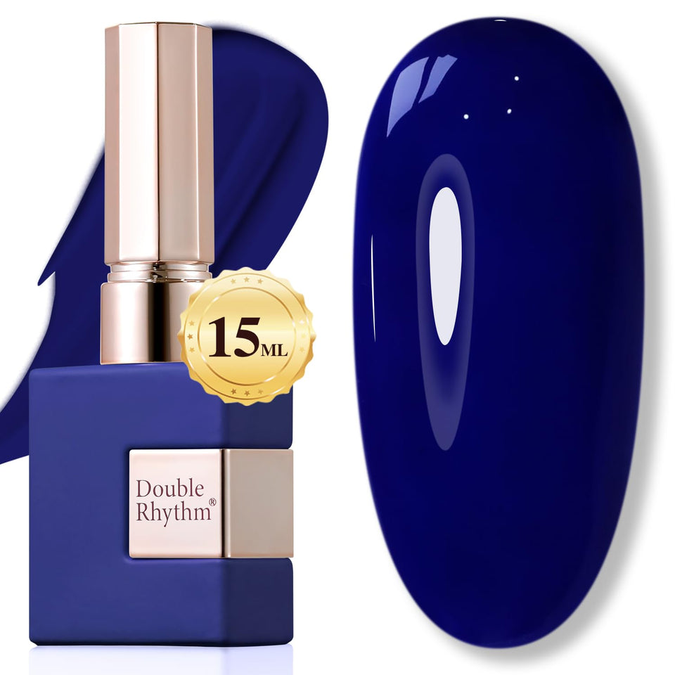 Double Rhythm deep navy front bottle showing rich color and glossy finish benefit
