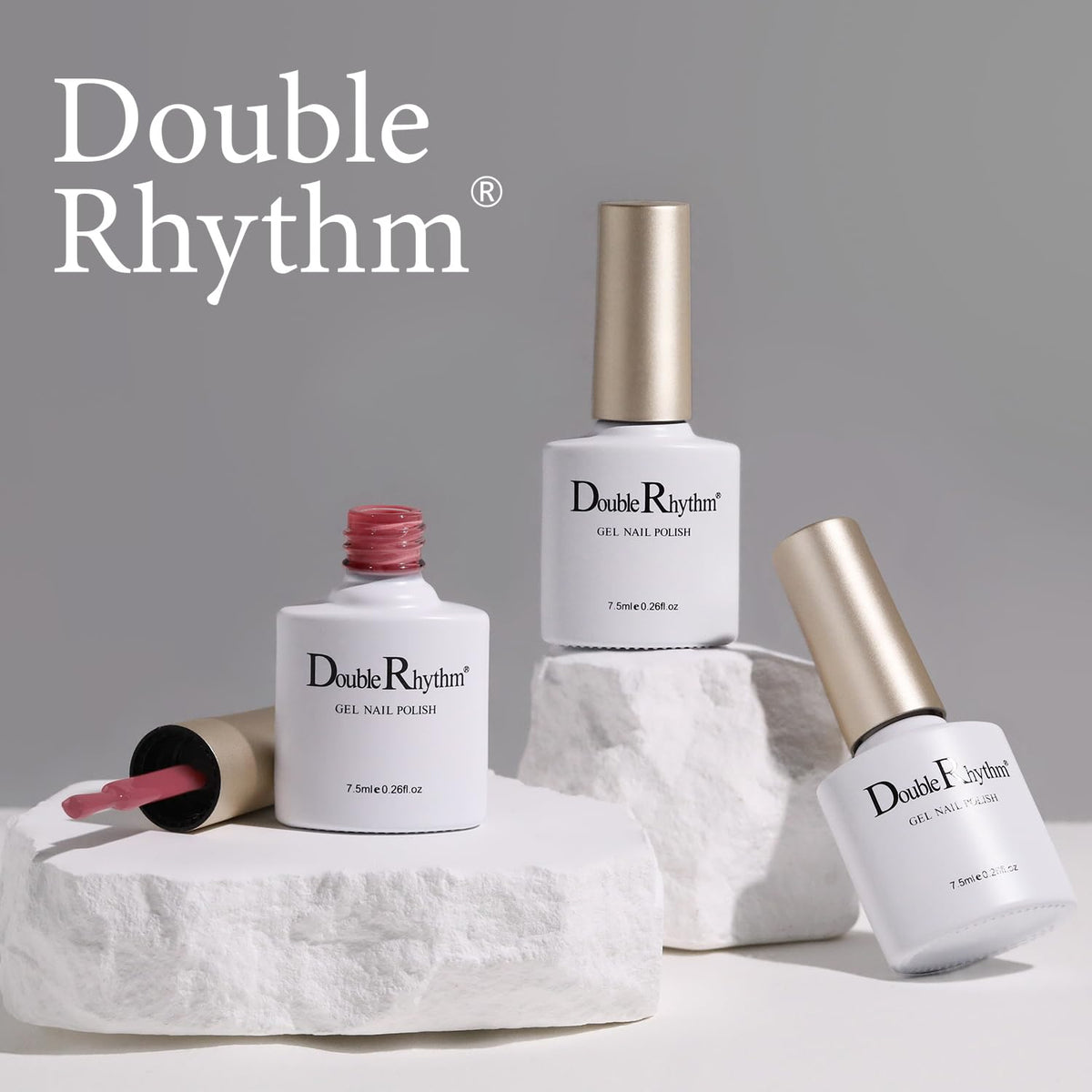 Double Rhythm finished manicure in lifestyle setting showcasing party-ready holographic shine