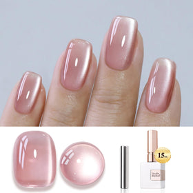 Double Rhythm bottle front view showing jelly glass cat eye polish benefit: vibrant shimmer