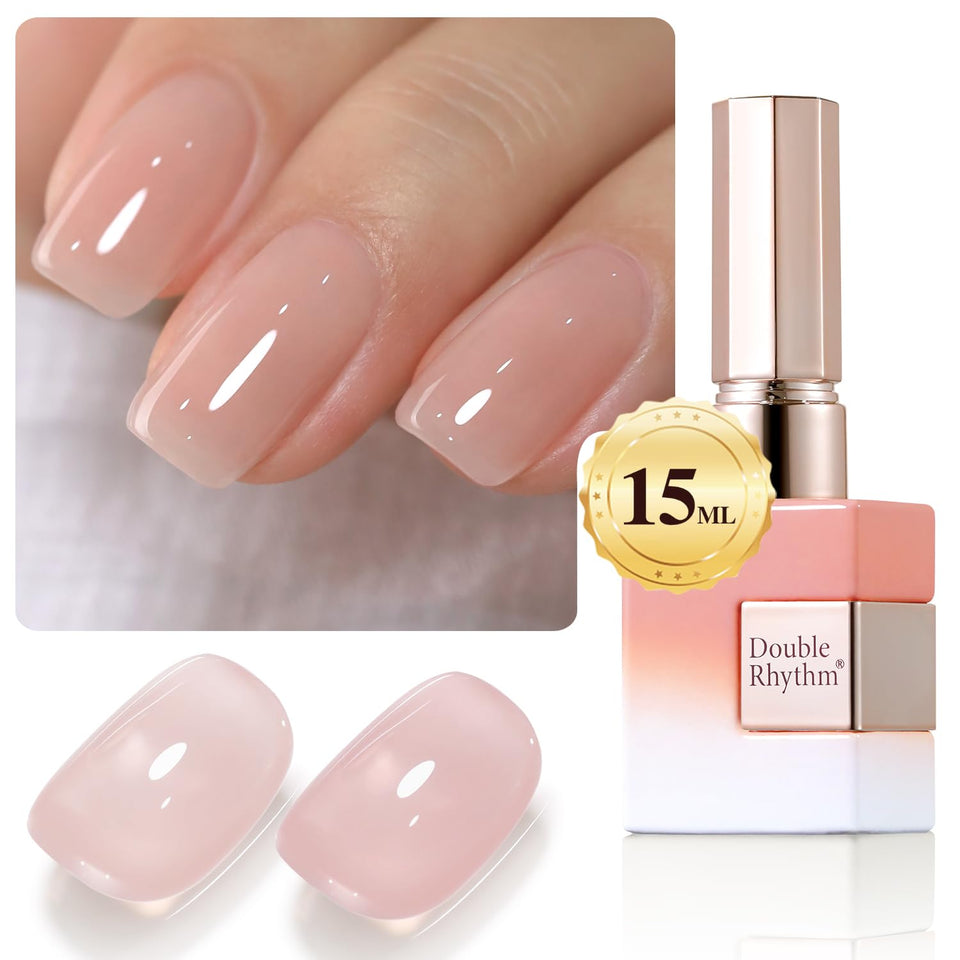 Double Rhythm front bottle milky pink showing sheer finish and glossy benefit