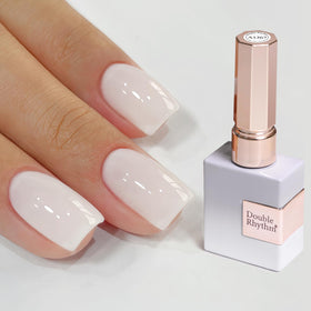Double Rhythm front bottle milky white shows sheer jelly finish and easy layering benefit