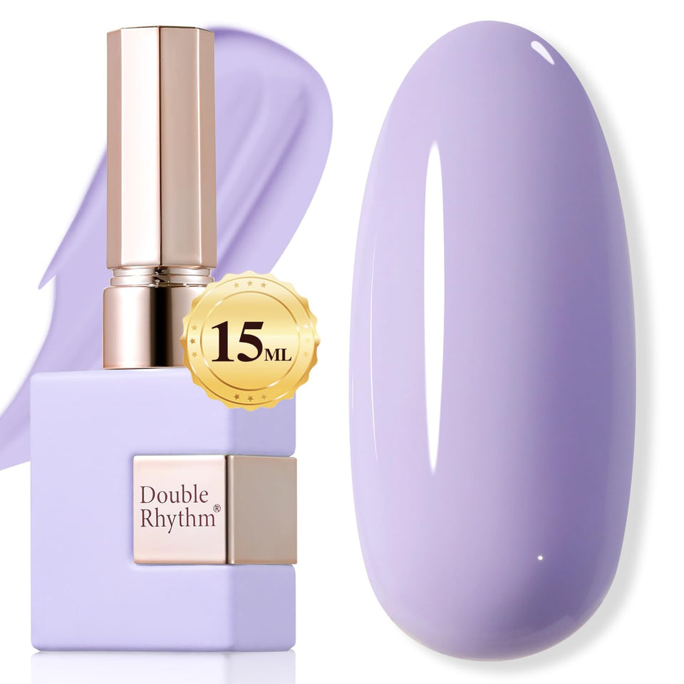 Double Rhythm front bottle showing purple lilac shade and clear labeling, professional appeal