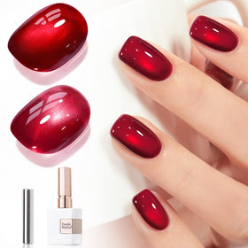 Double Rhythm front bottle Red MC1116 showing vibrant jelly cat-eye finish