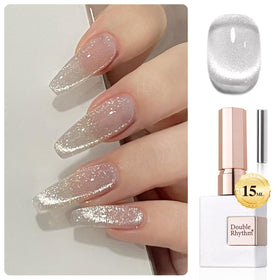 Double Rhythm front bottle showing silver MC1019 holographic jelly and polish finish