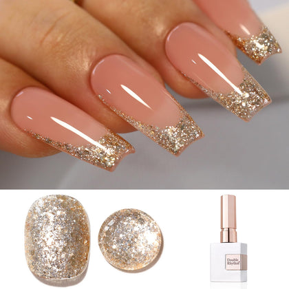 Double Rhythm front bottle showing holographic glitter and product color