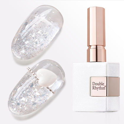 Double Rhythm front bottle view showing reflective glitter finish and brand