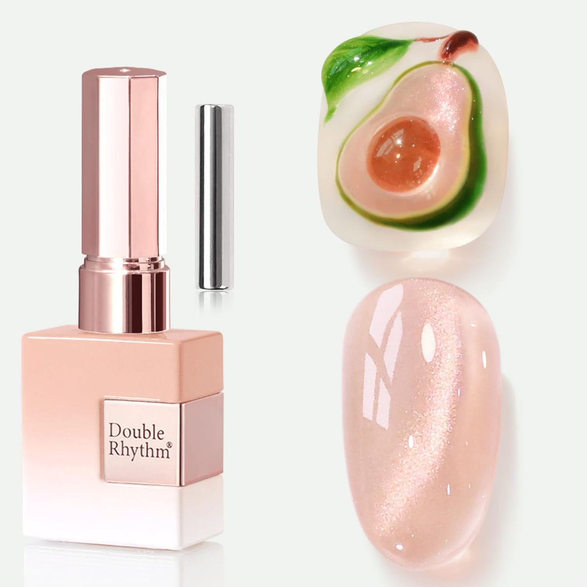Double Rhythm front packaging showing fruit nude bottle and benefit glossy shimmer