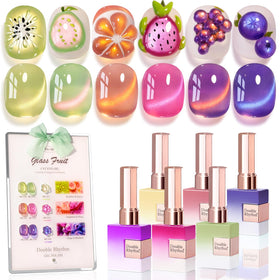 Double Rhythm front packaging showing six 15ml bottles and shimmer kit benefit