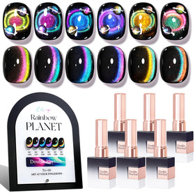 Double Rhythm front packaging showing six holographic bottles and kit benefits