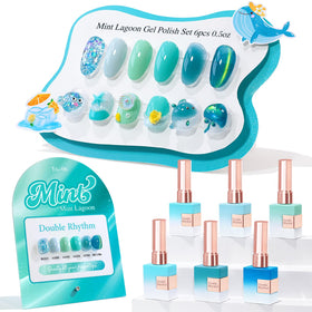 Double Rhythm front packaging showing teal mint kit and included bottles for coordinated looks