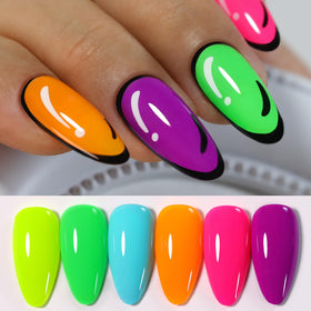 Double Rhythm front packaging showing six pastel-neon bottles and kit benefit