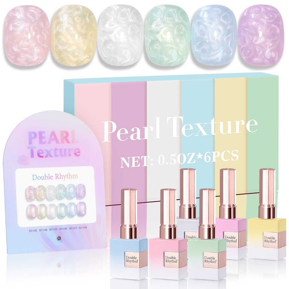 Double Rhythm front packaging showing six same-color 15ml bottles for consistent salon results