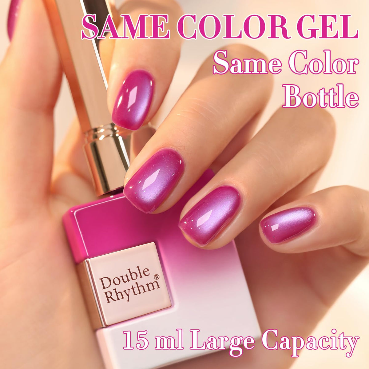 Double Rhythm finished manicure in natural light, wearable salon result