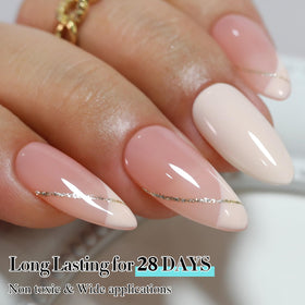 Double Rhythm hand model wearing beige pink for natural, everyday elegance