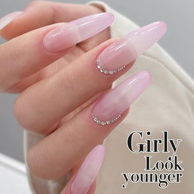 Double Rhythm gel shown in salon cure lamp setting for professional-quality finish