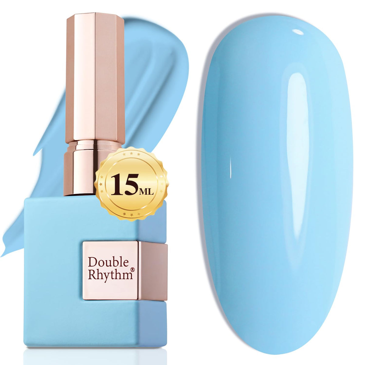 Double Rhythm front bottle showing Light Blue A1113 and clear label for easy shade ID