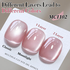 Double Rhythm magnet hovering over nail to form cat-eye band benefit: defined shimmer