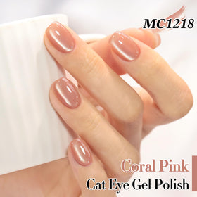 Double Rhythm magnet held over polish showing cat-eye shimmer benefit