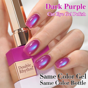 Double Rhythm cat-eye magnet creating reflective stripe on a painted nail