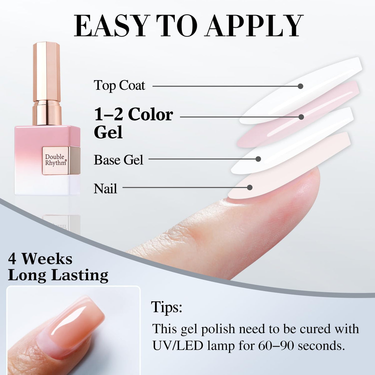 Double Rhythm finished nails with soft French ombré showcasing styling options