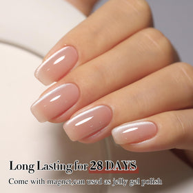 Double Rhythm nail art on hand model highlighting salon-quality cat-eye results