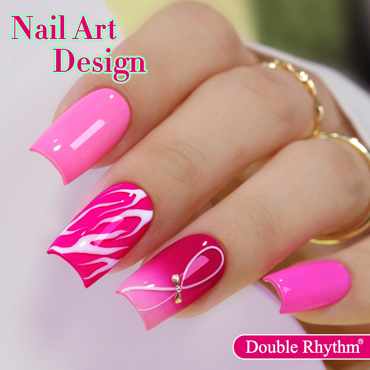 Double Rhythm finished nail-art sample set showing vibrant colors and creative designs