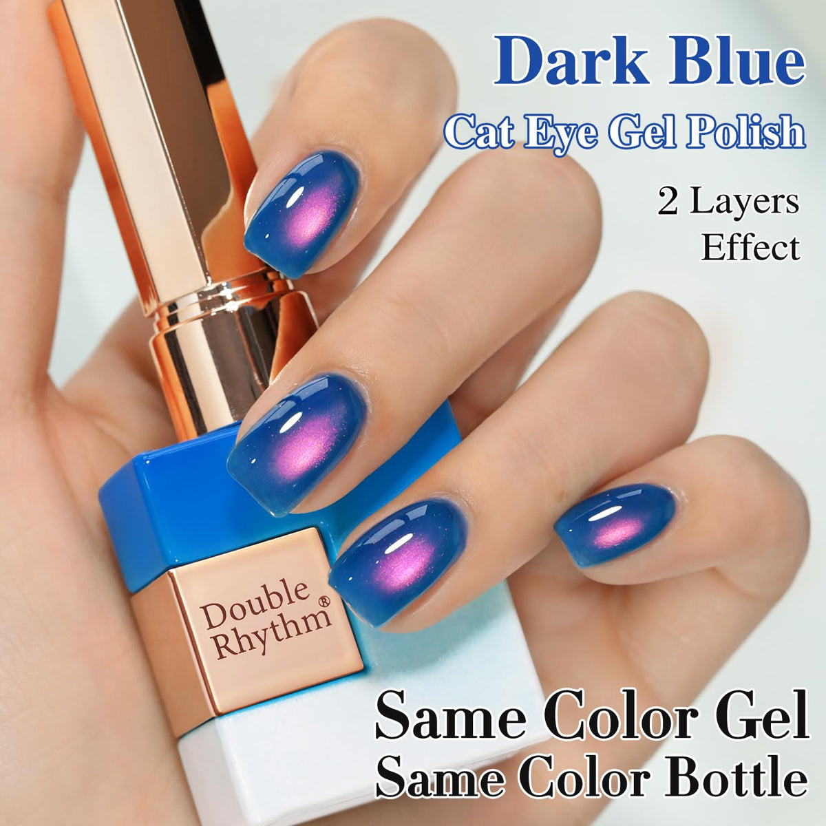 Double Rhythm finished nail with cat-eye streak for dimensional shine benefit