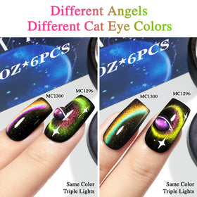 Double Rhythm manicured nails in sunlight showing holographic rainbow color shift
