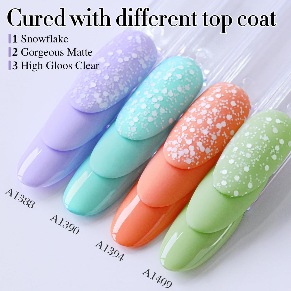 Double Rhythm nail swatches fan demonstrating purple lilac range for color selection