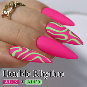 Double Rhythm close-up of bottle neck and cap showing brush and easy application benefit