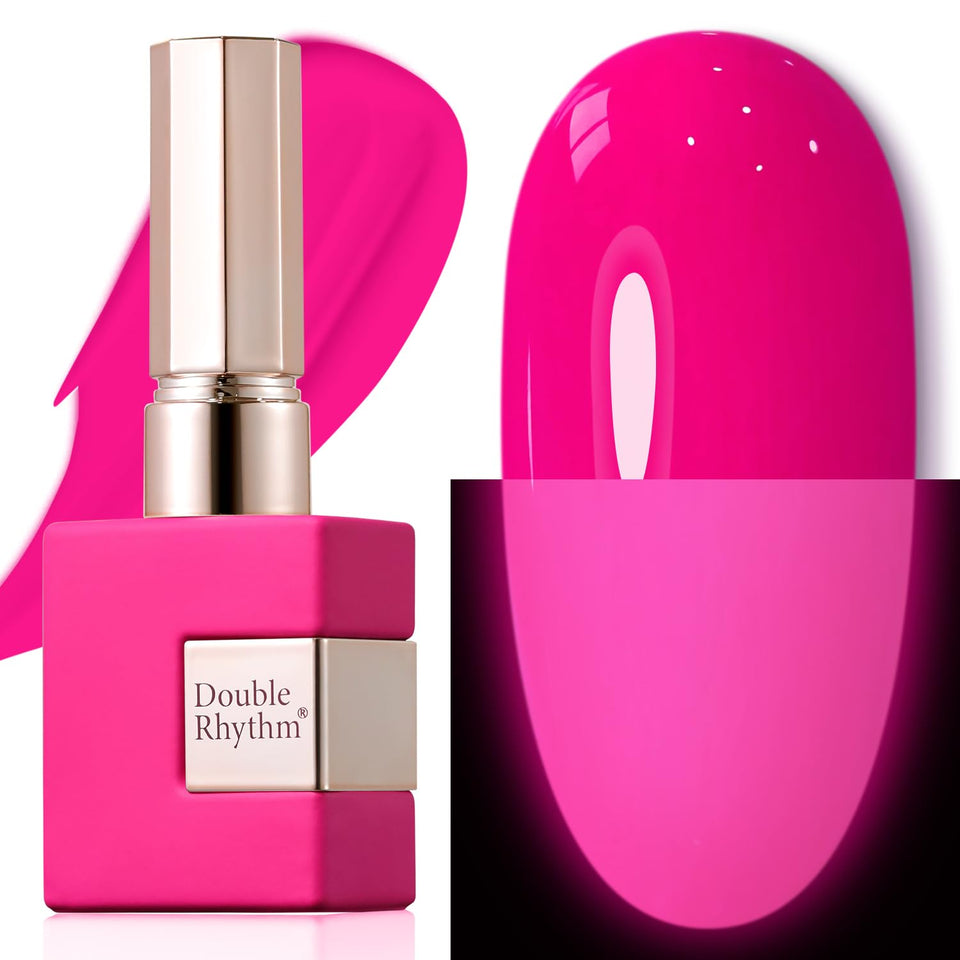 Double Rhythm front view of neon hot pink bottle showing label and bold color benefit