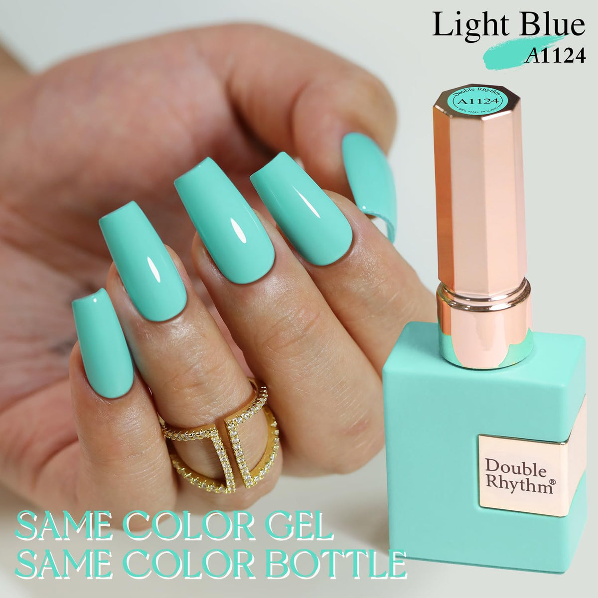Double Rhythm cap and label close-up highlighting product name and shade