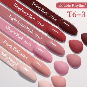 Double Rhythm shade comparison scale beside a fingertip to show true color