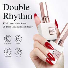 Double Rhythm gift packaging with bottle and bow suggesting ready-to-give presentability