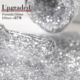 Double Rhythm finished manicure under light displaying mirror-like gloss and long-wear look