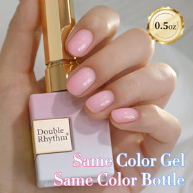 Double Rhythm single coat swatch on nail demonstrating natural milky effect benefit