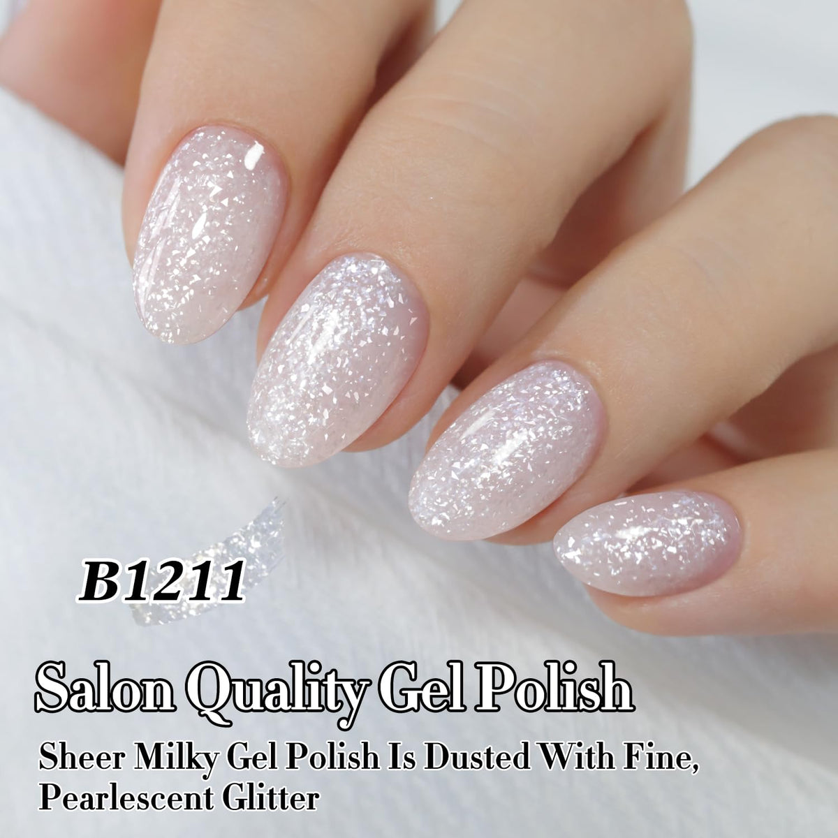 Double Rhythm technician applying glitter gel in salon illustrating professional finish