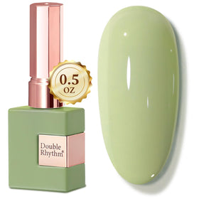 Double Rhythm bottle front view showing Stone Green color and clear label, professional finish