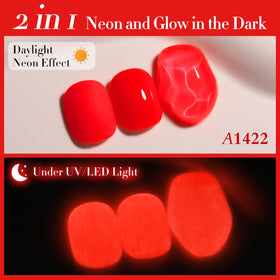 Double Rhythm neon red swatch on tips demonstrating bright, opaque coverage benefit