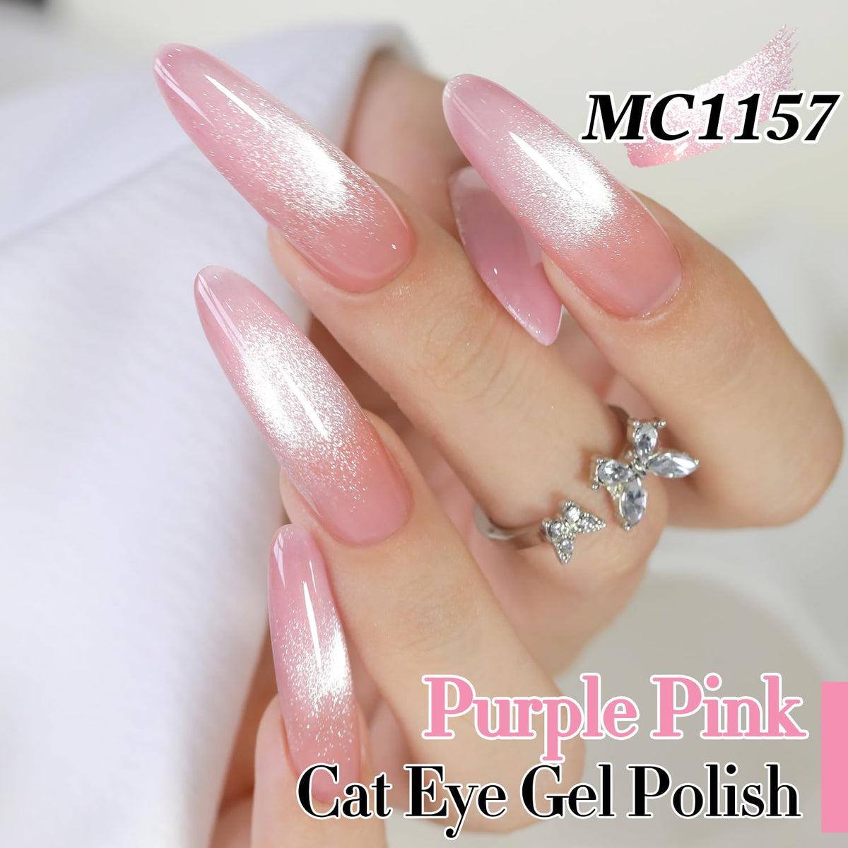 Double Rhythm swatch on nail wheel illustrating purple-pink shimmer for color selection
