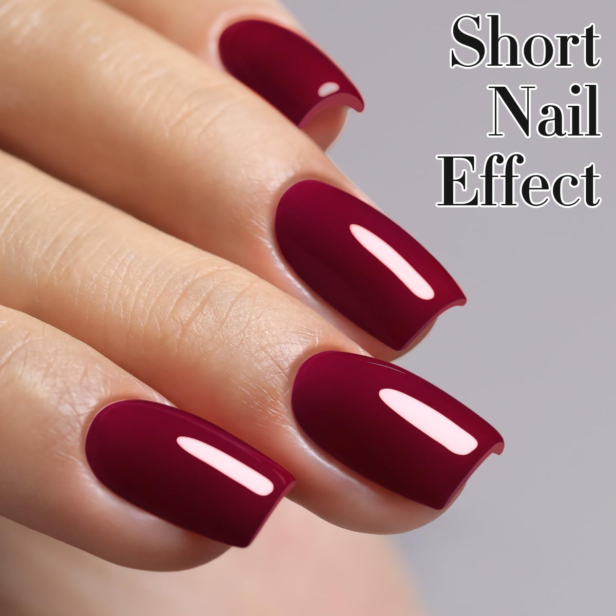 Double Rhythm swatch on nails demonstrating buildable burgundy shade and glossy finish