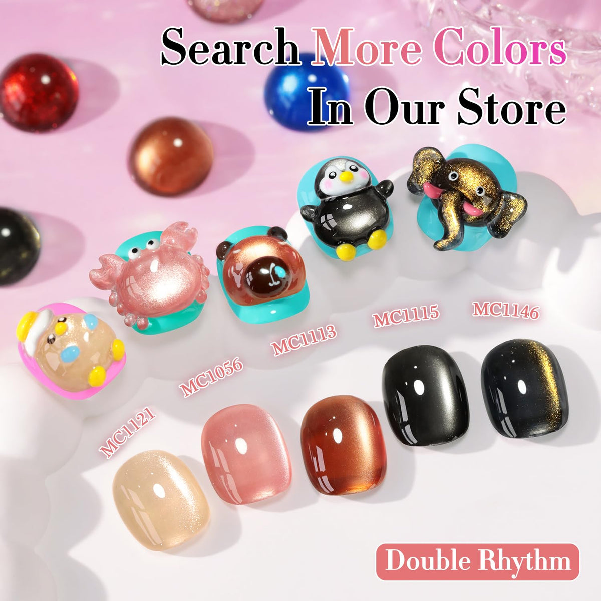 Double Rhythm swatch strip set displaying color variety and translucent buildability