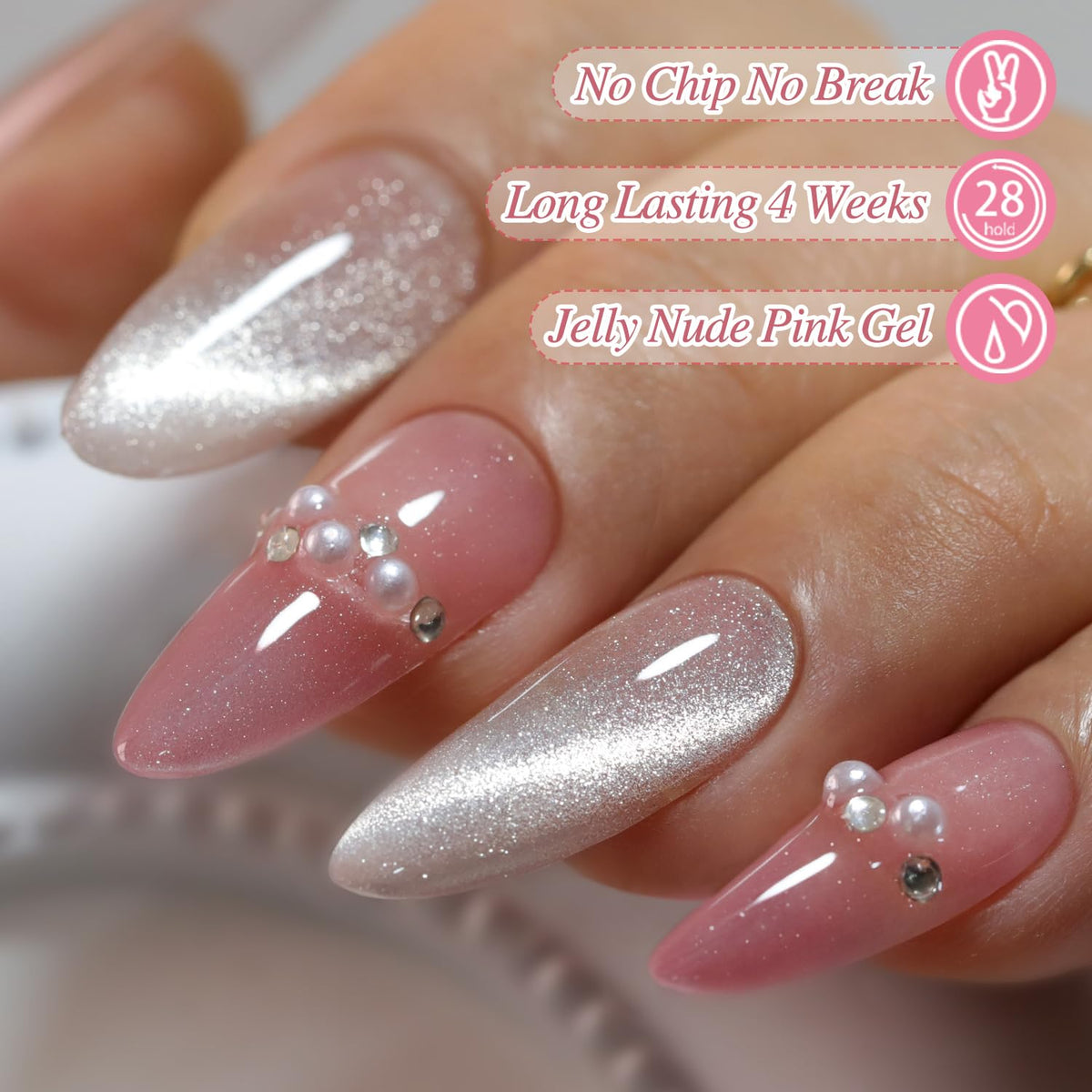 Double Rhythm color swatches on a nail wheel highlighting six holographic shades