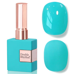 Double Rhythm bottle front view showing teal pastel and same-color bottle for accurate shade