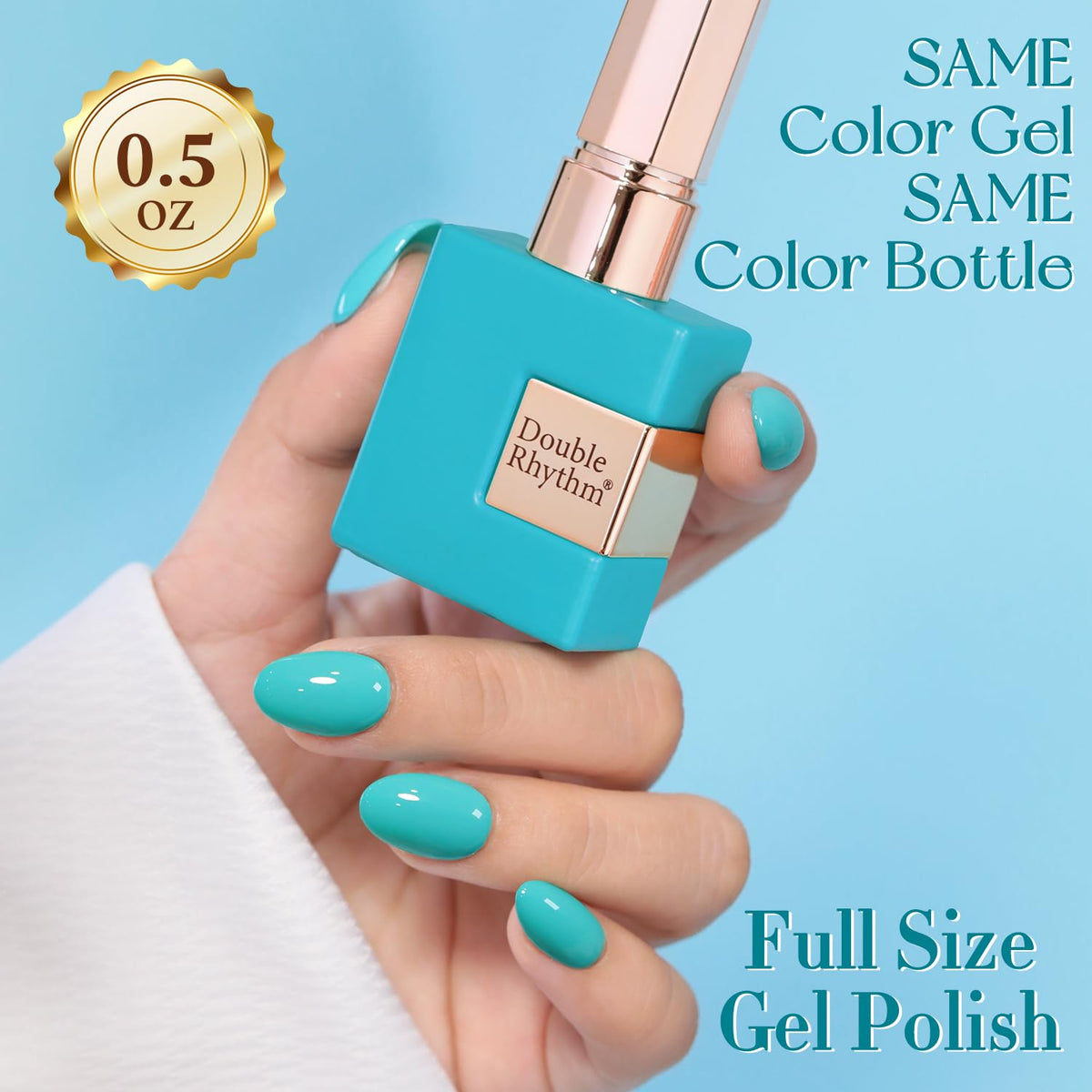 Double Rhythm three-layer swatch on nail showing deeper glossy pastel build-up