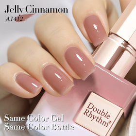 Double Rhythm worn on nails closeup showing elegant natural-looking manicure