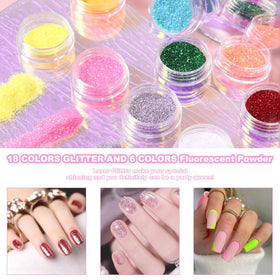 DouborQ glitter jars and brushes close-up for decorative accents and precision